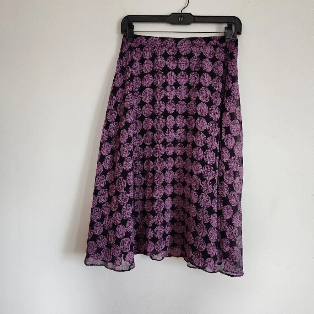 Ladies SZ 0 Halogen Black/Purple Polka-Dot Skirt - Picture 1 of 4